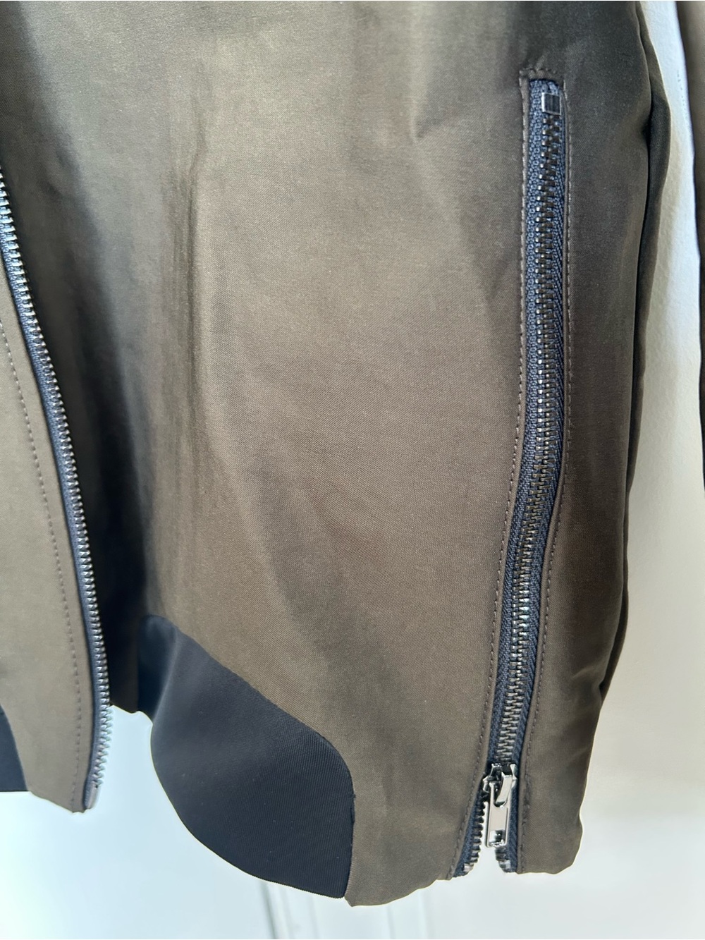 Mango Olive Bomber Jacket with Black Accents - Picture 6 of 6